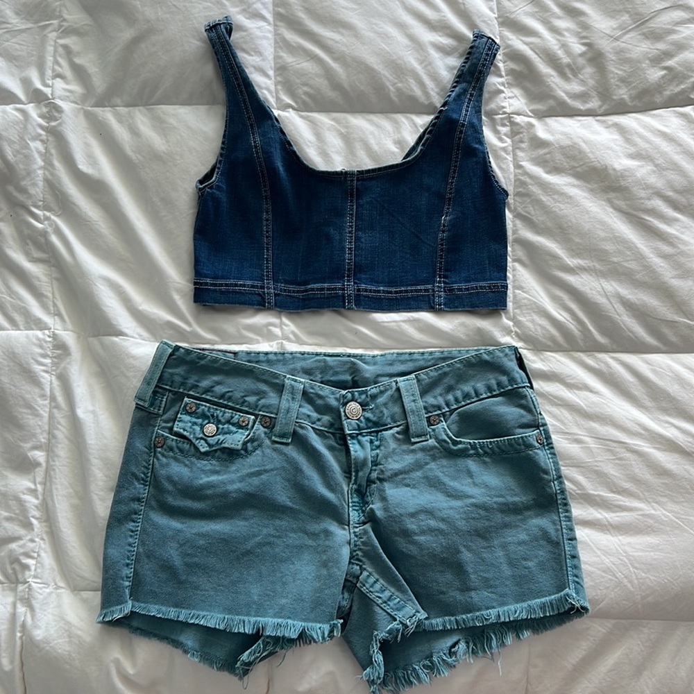 NWOT jeans crop top bustier